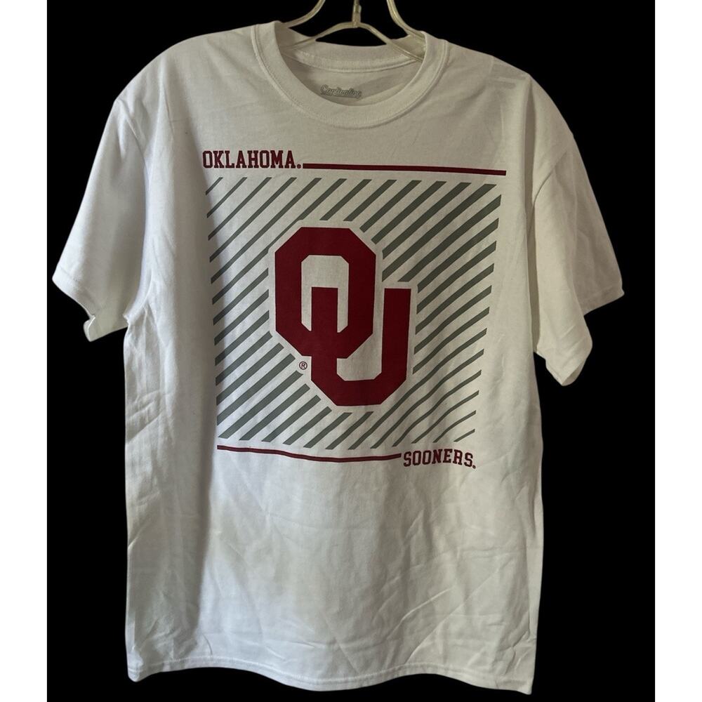Oklahoma Sooners Captivating Mens T Shirt White Red Size Medium